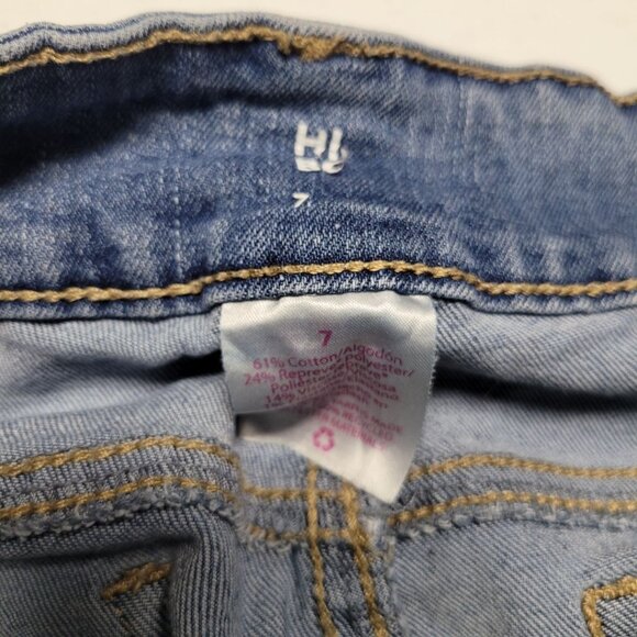 High Rise Waist Bootcut Denim Jeans Light Wash Junior Size 7 Double Button - Picture 7 of 10